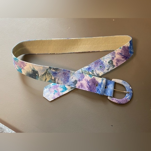 St. Michael 80s Vintage Watercolour Belted Shirt Dress, 3/4 Sleeves, size 12 - Picture 9 of 16